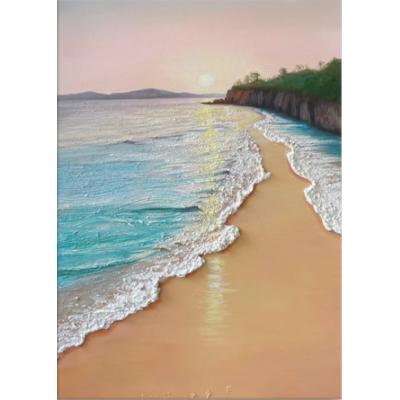 大海风景客厅装饰画海浪沙滩肌理手绘油画