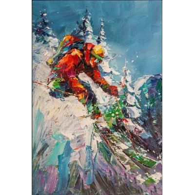 滑雪油画 大芬村油画临摹  